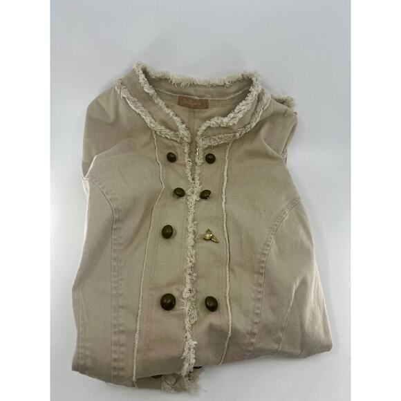 Cream Twenty One Button Up Light Weight Cotton Jacket Sz Large - Picture 1 of 3